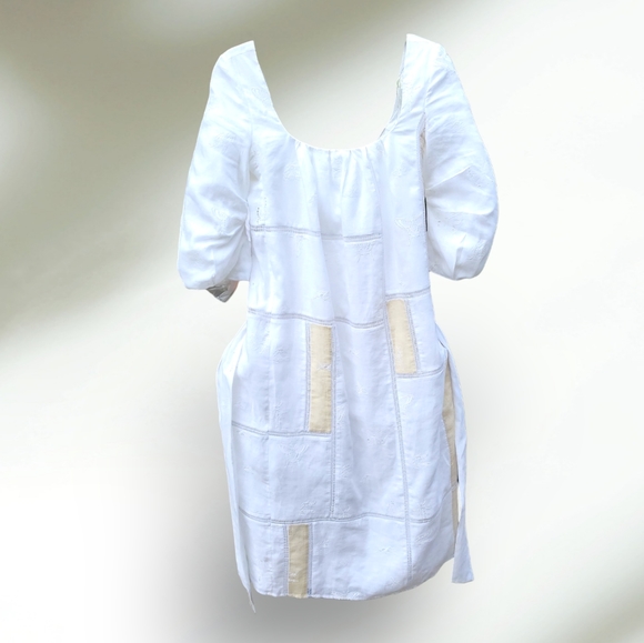 GABRIELA HEARST Square Neckline Daphine Belt Dress Linen Insect Embroidery 38 - Picture 2 of 12